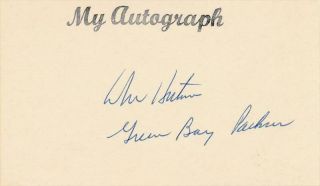 Don Hutson Signed Index Card