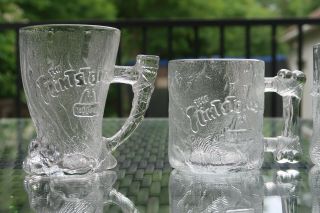 1993 Complete Set Of 8 McDonald ' s RocDonald ' s Flintstones Frosted Glass Mugs 3