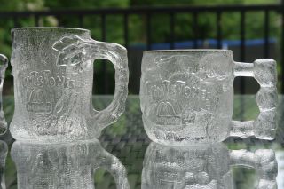 1993 Complete Set Of 8 McDonald ' s RocDonald ' s Flintstones Frosted Glass Mugs 4