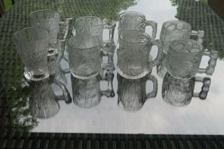 1993 Complete Set Of 8 McDonald ' s RocDonald ' s Flintstones Frosted Glass Mugs 5