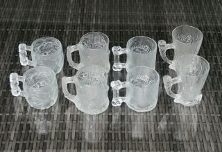 1993 Complete Set Of 8 McDonald ' s RocDonald ' s Flintstones Frosted Glass Mugs 6