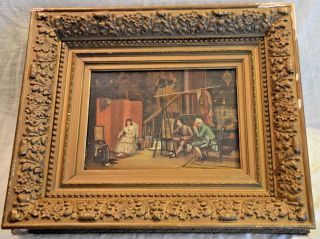 ANTIQUE OIL PAINTING ON CANVAS ANTIQUE PAINTING SIGN BY A.  EMILE FRAMED 2