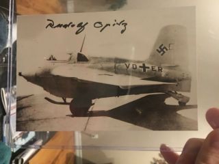 Me - 163 Rocket Plane First Flight And Test Pilot Rudolf Opitz Signed Plane Photo