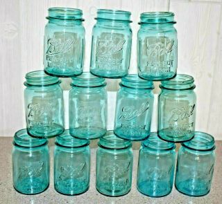 Vintage Blue Ball Perfect Mason Jar - Set Of 12 - Pint Jars (1)