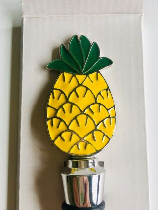 Metal Yellow Green Pineapple Wine Bottle Stopper By Tommy Bahama Tropical Summer