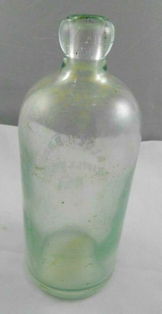Vtg Alden Bros Battle Creek Mich Hutchinson Blob Top Bottle Qt Quart Green MI 4