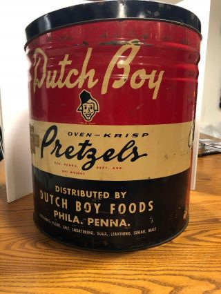 Vintage Advertising Tin Can Dutch Boy Pretzels 12x12 Treasuremms