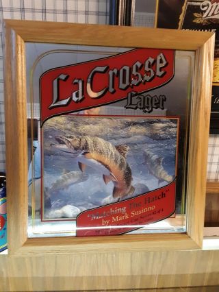 La Crosse Lager Beer Mirror,  Matching The Hatch By Mark Susinno 2002