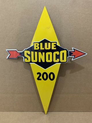 Sunoco Pump Plate Porcelain Sign Gas Oil Station Blue 200