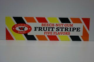 Beech - Nut Gum Fruit Stripe Die Cut Steel Enamel Sign 6 " High By 22 " Wide