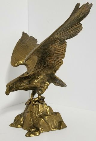 Large Vintage Cast Brass American Eagle Sculpture Figurine Statue 16 " Wingspan