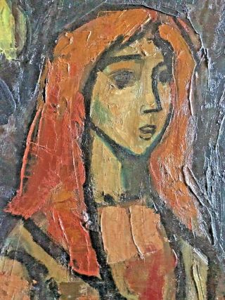 IRVING AMEN (1918 - 2011) Girl with Book IMPASTO OIL PAINTING LISTED SIGNED 3