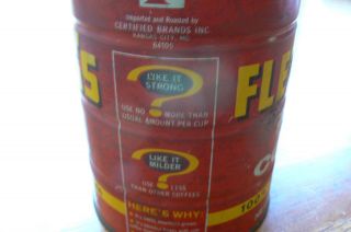 Fleming ' s Flavor - Rich Coffee Tin 1 lb.  16 oz.  Drip Grind,  no lid COND 1950s 5