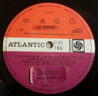 Led Zeppelin LP 4 Zofo UK Atlantic plum press A3 B4 DOUBLE STICKERED 8
