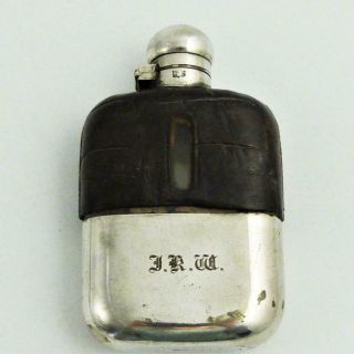 19th Century Silver - Plated Leather - Bound Spirit Hip Flask,  James Dixon