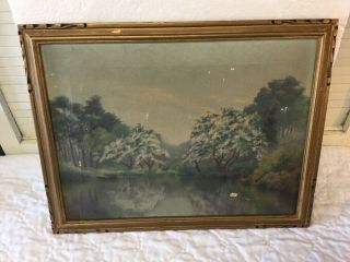 Antique Oil On Canvas Landscape Painting Eliot Candee Clark In Frame