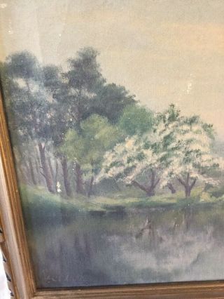 Antique Oil On Canvas Landscape Painting Eliot Candee Clark In Frame 3
