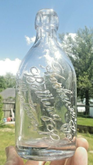Clear Squat Blob Top Soda Bottle Horlacher Bottling Co Allentown,  Pa 1880s
