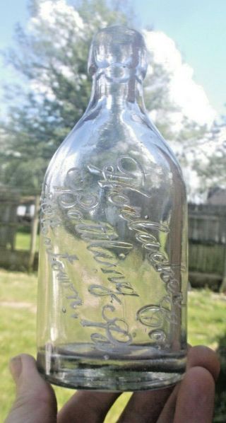CLEAR SQUAT BLOB TOP SODA BOTTLE HORLACHER BOTTLING CO ALLENTOWN,  PA 1880s 7