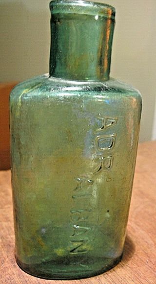 Viintage Adr Albany Early N.  Y.  Colored Green Blue Medicine Bottle Antique Rare