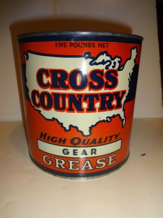Vintage Gear Grease Tin Advertising Cross Country Sears Roebuck Gas Oil