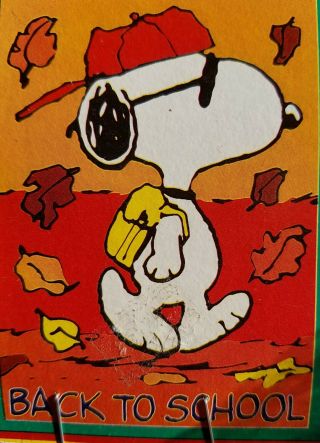 Snoopy Peanuts Large Decorative Flag: Back To School.  Nisp.  Vtg.  Fall Joe Cool