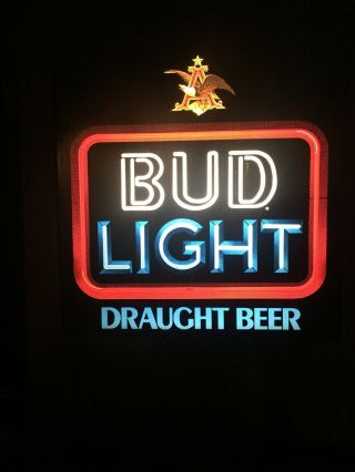 Older Bud Light Beer Light Bar Sign Man Cave Looks Like Neon When Lit Great