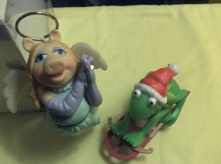 1981 Hallmark Keepsake Miss Piggy & Kermit the Frog Christmas Ornaments 3