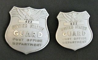 Obsolete Post Office Guard Badge Set Matching Numbers