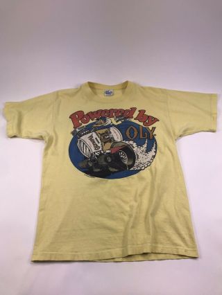 Vtg Olympia Beer Yellow T Shirt Men Size Large Short Sleeve 70s 80s Oly Seattle