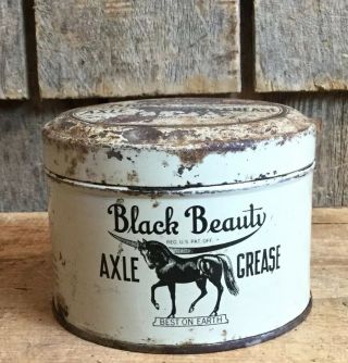 Vintage En - Ar - Co Motor Oil Black Beauty Axle Grease Tin Can Gas Service Station