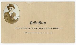 Salesman Rollo Greer Old Real Photo Adv Trade / Business Card Washington C.  H.  Oh