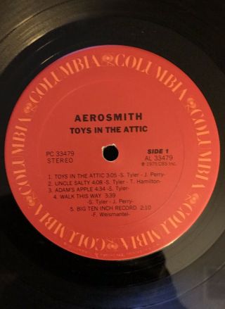 Aerosmith ‎– Toys In The Attic LP Columbia Records ‎– PC 33479 Vinyl NM/VG 1975 3