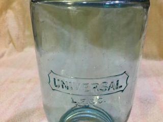 QUART JAR UNIVERSAL L.  F.  & C.  LANDERS FRARY & CLARK COFFEE GRINDER BALL BLUE 8