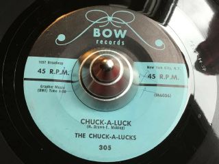 H.  T.  F.  DOO WOP THE CHUCK - A - LUCKS : HEAVEN KNOWS 45 BOW RECORDS 305  4