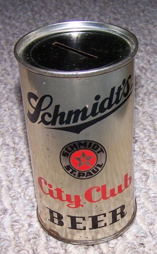 Vintage Schmidt ' s City Club Beer 12 OZ Flat Top Can Bank Schmidt St Paul 3