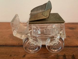 Wagon Stagecoach Glass Candy Container Golden Slide On Closure