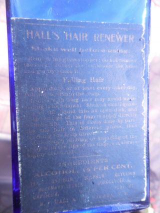 HALLS HAIR RESTORER COBALT BLUE STOPPER & LABEL 6