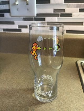 Answer Brewpub Metroid Beer Glass 8 Bit Brewery Glassware