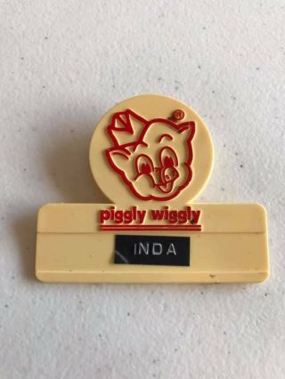 Vintage Piggy Wiggly Grocery Store Employee Name Tag