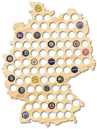 Germany Beer Cap Map Wooden Bottle Wall Art Travel Decor Display Slots Man Cave