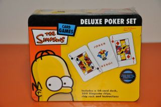 The Simpsons Deluxe Poker Set - Factory Metal Box Made By Sababa Toys/2005
