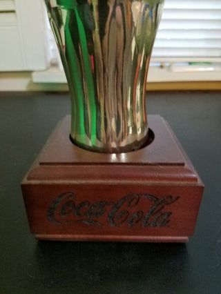 Coca Cola Silver Color Alloy Cup with Cherry Wood Base 2