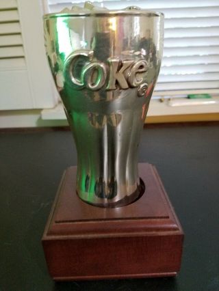 Coca Cola Silver Color Alloy Cup with Cherry Wood Base 3