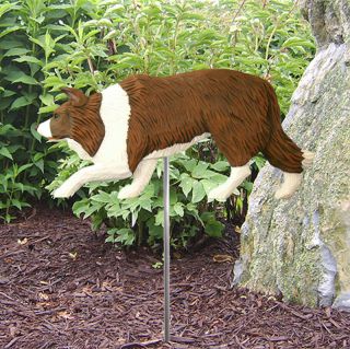 Border Collie Outdoor Garden Dog Sign Hand Painted Figure Red