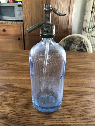 1935 W.  T.  Wagners Sons Blue Siphon Seltzer Bottle