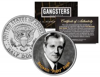 Benjamin Bugsy Siegel Jewish Gangster Jfk Kennedy Half Dollar Us Colorized Coin