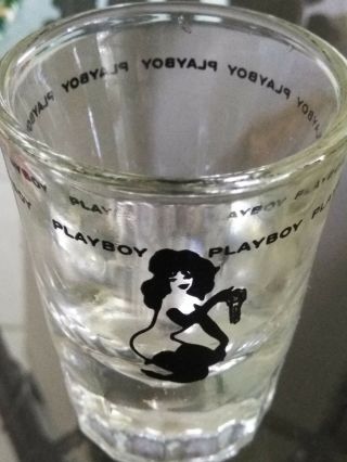Vintage 1970s Playboy Bunny Playmate Holding Key Heavy Weighted Shot Glass
