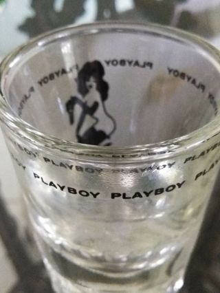 Vintage 1970s PLAYBOY Bunny Playmate Holding Key Heavy Weighted Shot Glass 2