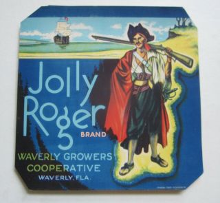 Of 50 Old Vintage Jolly Roger Orange Crate Labels Pirate - Florida